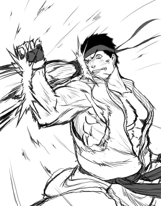 リュウの誕生日ということをさっき知って大急ぎで描いたけど間に合わんかった。 #リュウ生誕祭 