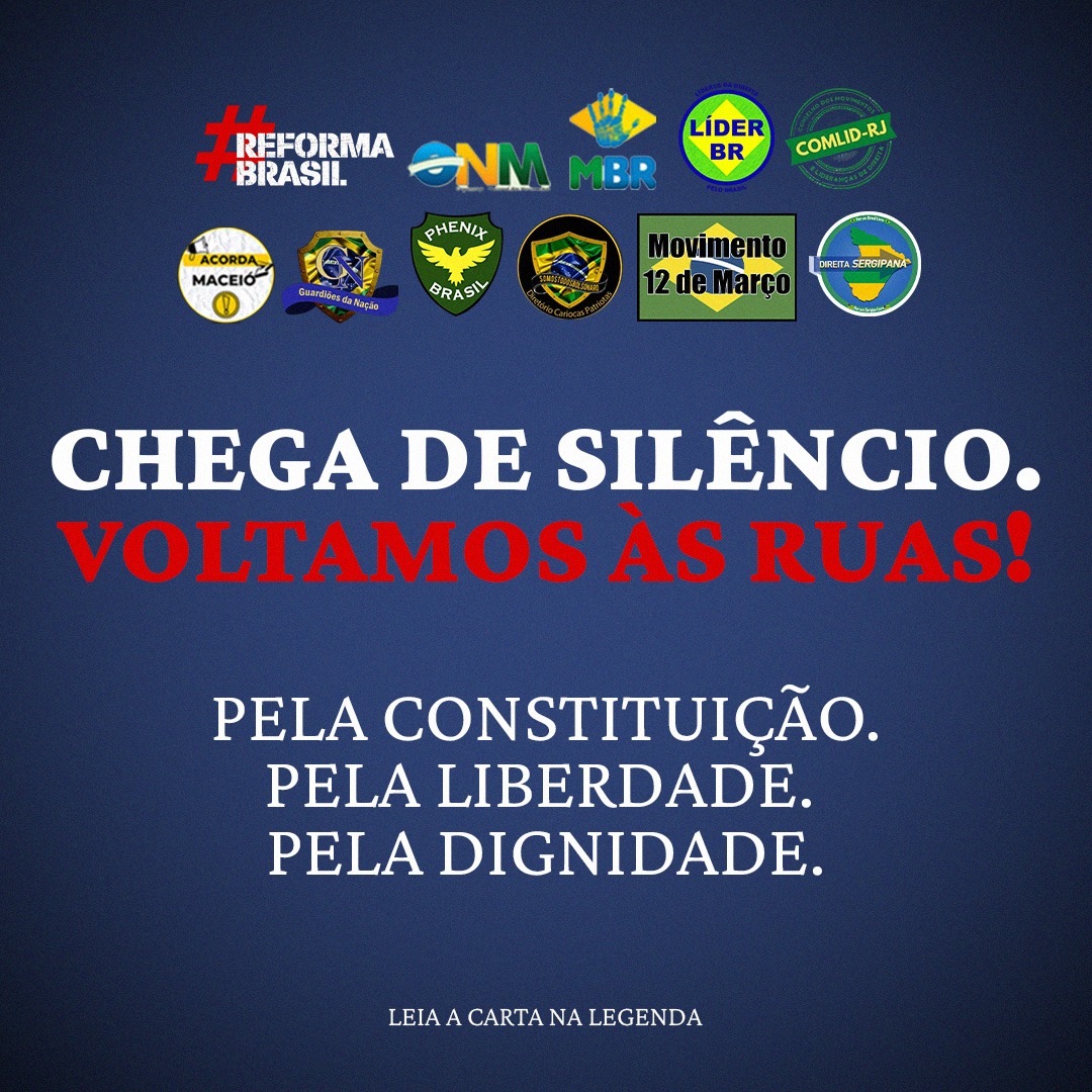 realGuiSampaio's tweet image. 🚨CARTA AO POVO BRASILEIRO🚨
Pela Liberdade. Pela Justiça. Pela Resistência Inabalável.
Nós, movimentos civis, cristãos e patrióticos, erguemos nossa voz com clareza e urgência: a liberdade no Brasil está sob ataque implacável.
Tornozeleiras eletrônicas, censura digital,…