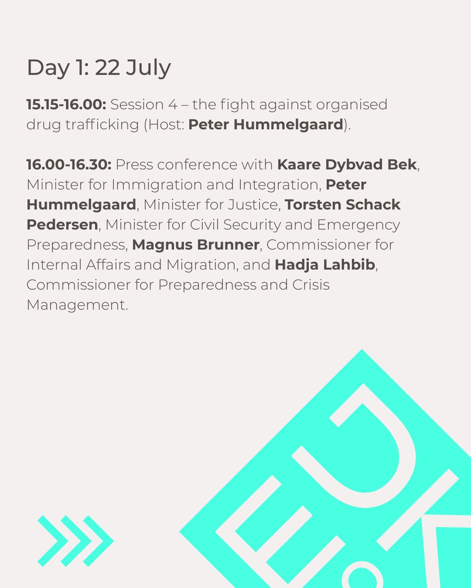 eu2025dk's tweet image. Security, justice and resilience are high on the agenda this week.
EU justice and home affairs ministers meet in Denmark to tackle shared challenges across borders 🇪🇺
👉Read the programme here: danish-presidency.consilium.europa.eu/en/events/info…