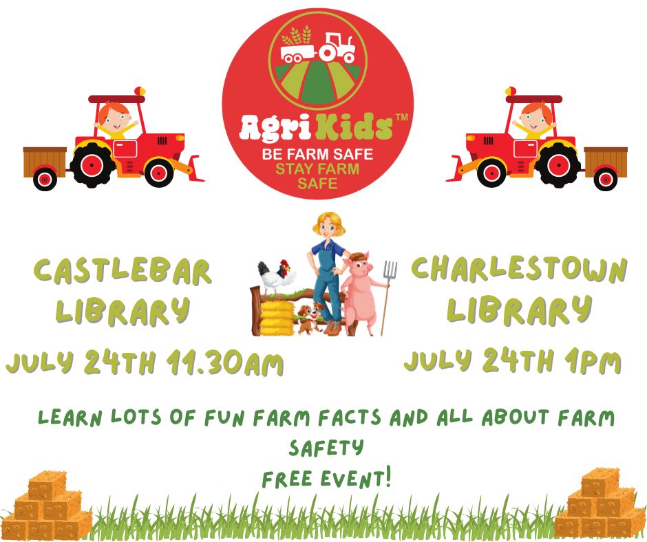 MayoDotIE's tweet image. Calling all tractors fanatics and budding farmers- Agrikids will be teaching kids how to be farms safe and stay farm safe on Thursday the 24th of July at Castlebar (11.30am) and Charletown (1pm) libraries.

All are welcome to come along to these free events!
