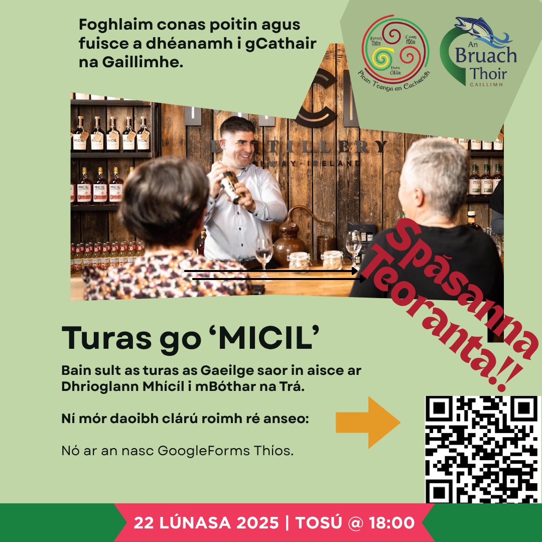Gaeltacht an Eachréidh (@aneachreidh) on Twitter photo Bígí linn ar thuras treoraithe ag drioglann <a href="/micildistillery/">Micil Distillery</a> i gCathair na Gaillimhe an mhí seo chugainn.
Foghlaim conas a bhí muintir Ó Griallais ag driogadh poitin, go dleathach agus go mídhleathach, le breis agus 170 bliain!
#Gaeilge ❤️ Bígí linn ar thuras treoraithe ag drioglann <a href="/micildistillery/">Micil Distillery</a> i gCathair na Gaillimhe an mhí seo chugainn.
Foghlaim conas a bhí muintir Ó Griallais ag driogadh poitin, go dleathach agus go mídhleathach, le breis agus 170 bliain!
#Gaeilge ❤️