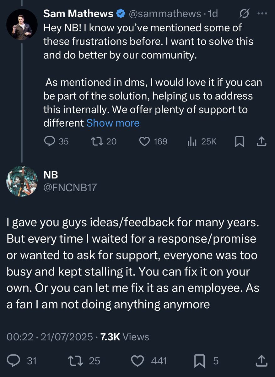 DonJake🦆 #RUDDYUP (@notdonjake) on Twitter photo You can’t let guys speak to you like this <a href="/sammathews/">Sam Mathews</a>.
Set a precedent, man are asking to get flown out like they’re an insta baddie from Miami? You need to tell NB unless his name stands for Non-Binary and he’s got a BBL like the one you paid for Rekkles then he needs to S like You can’t let guys speak to you like this <a href="/sammathews/">Sam Mathews</a>.
Set a precedent, man are asking to get flown out like they’re an insta baddie from Miami? You need to tell NB unless his name stands for Non-Binary and he’s got a BBL like the one you paid for Rekkles then he needs to S like