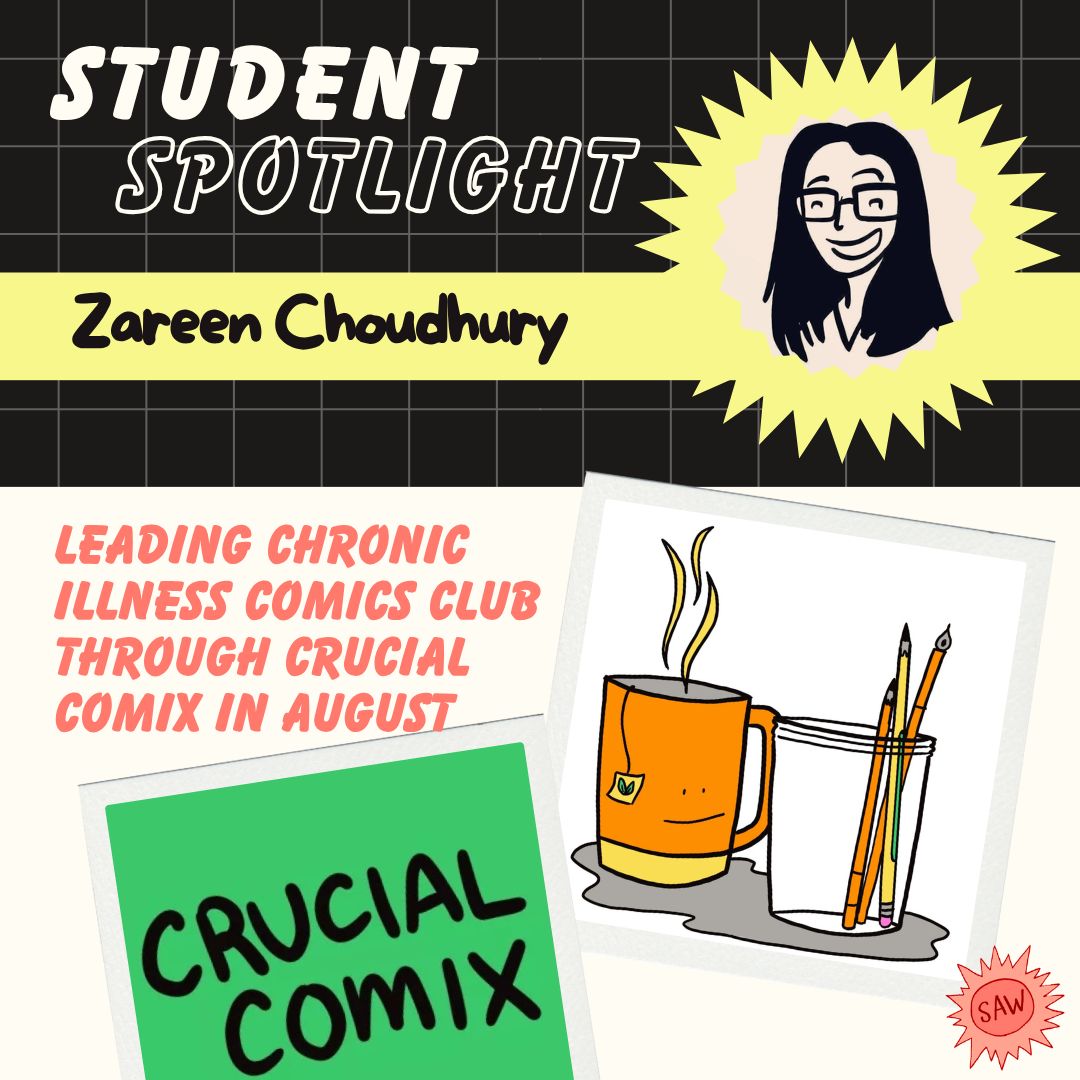 Student Spotlight! We’re proud to celebrate the incredible achievements of our SAW community. Here are just some recent highlights from of our students and alumni making waves in the world of comics.

Congrats Kayte Young, Bruce McKay, Maria Fitzgerald, and Zareen Choudhury!