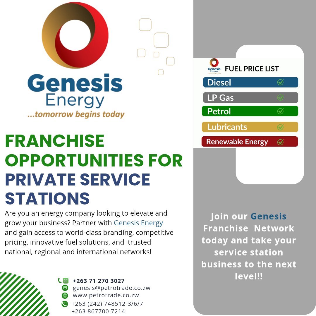 Maximize Your Energy Potential through Genesis Energy! Team up for competitive deals, innovative fuels, and solid networks spanning the globe! #EnergyWithGenesis #EnergyExpansion#Franchise#Innovation