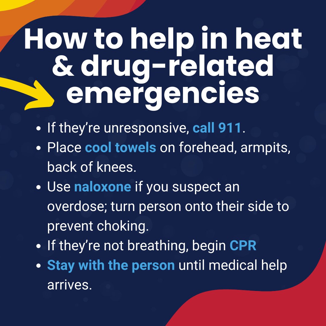 Maricopahealth's tweet image. Drug use and heat don’t mix! More than half (57%) of heat related deaths in 2024 involved drug use, with the majority involving stimulants like methamphetamines. Know the risk and take steps to protect yourself and others. Learn more: Maricopa.gov/heatrisk#subst…
#HeatSafety