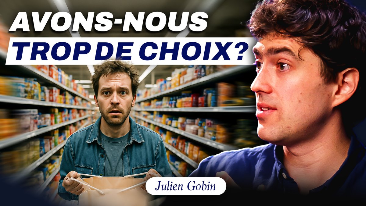 Valent1Pierre's tweet image. NOUVELLE CONVERSATION @TransmissionYT !
Voici le « paradoxe du choix » : passé un certain nombre d'options, la quantité de choix nous aliène plutôt que de nous libérer.
Alors, comment faire ? La réponse avec le philosophe Julien Gobin ! 👇
youtube.com/watch?v=EwMGMX…