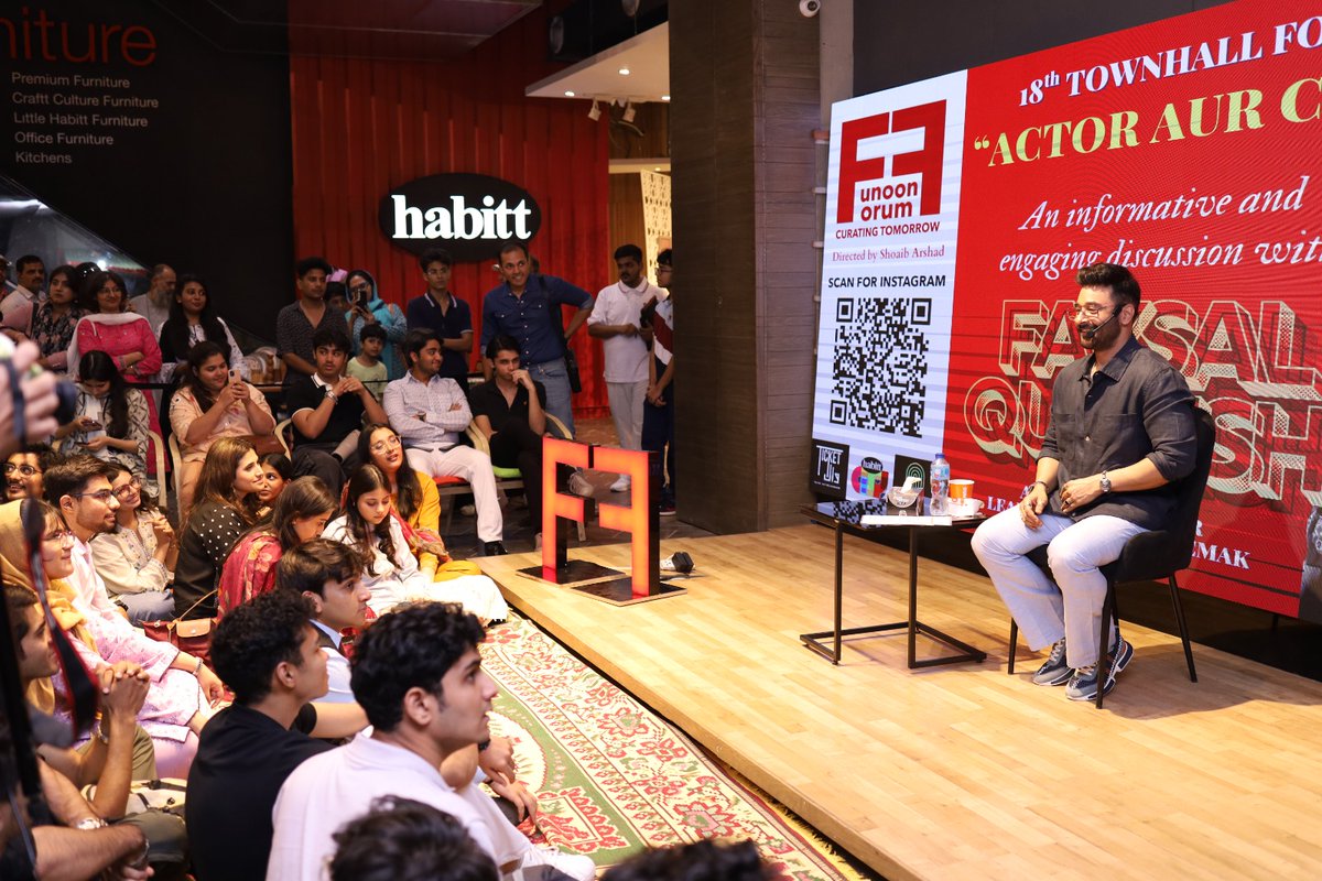 funoonforum's tweet image. We made memories with the iconic Faysal Quraishi in an inspiring townhall hosted by @theshoaibarshad 
From stories to screen wisdom, young creatives got a front-row pass into the industry, and top questions won internships with FQ’s team!

See you in August! #Funoon