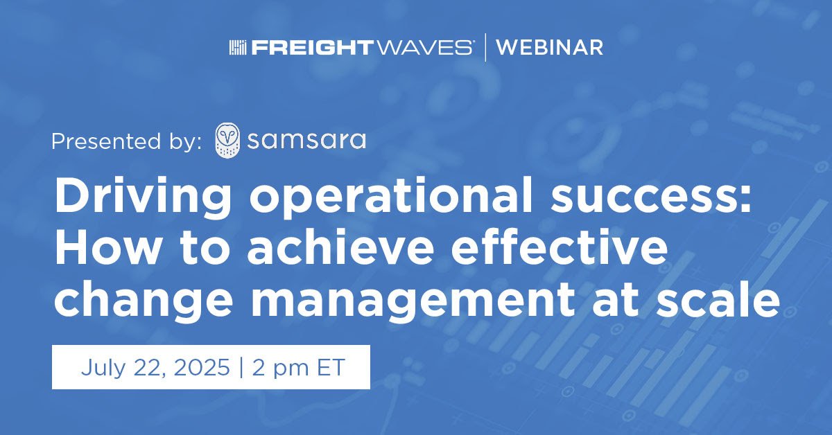 FreightWaves's tweet image. Join FreightWaves and @Samsara on July 22 at 2 PM ET for a webinar on driving operational success through effective change management. Discover how top fleets are scaling change with real-time data, proven strategies, and Samsara’s technology.
Register here:…