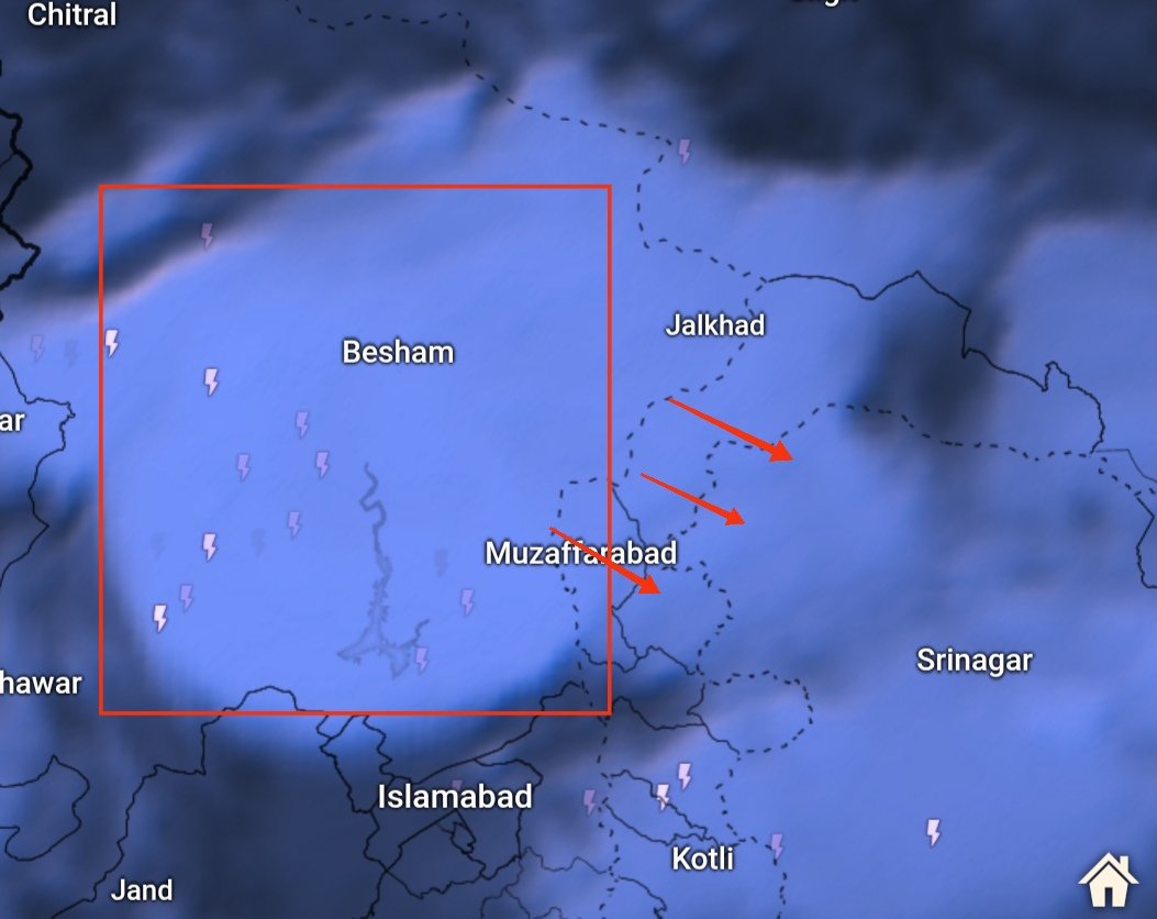 KashmirWeather2's tweet image. ⛈️⚡This is the #cloud patch from which we can expect widespread activity in Valley
