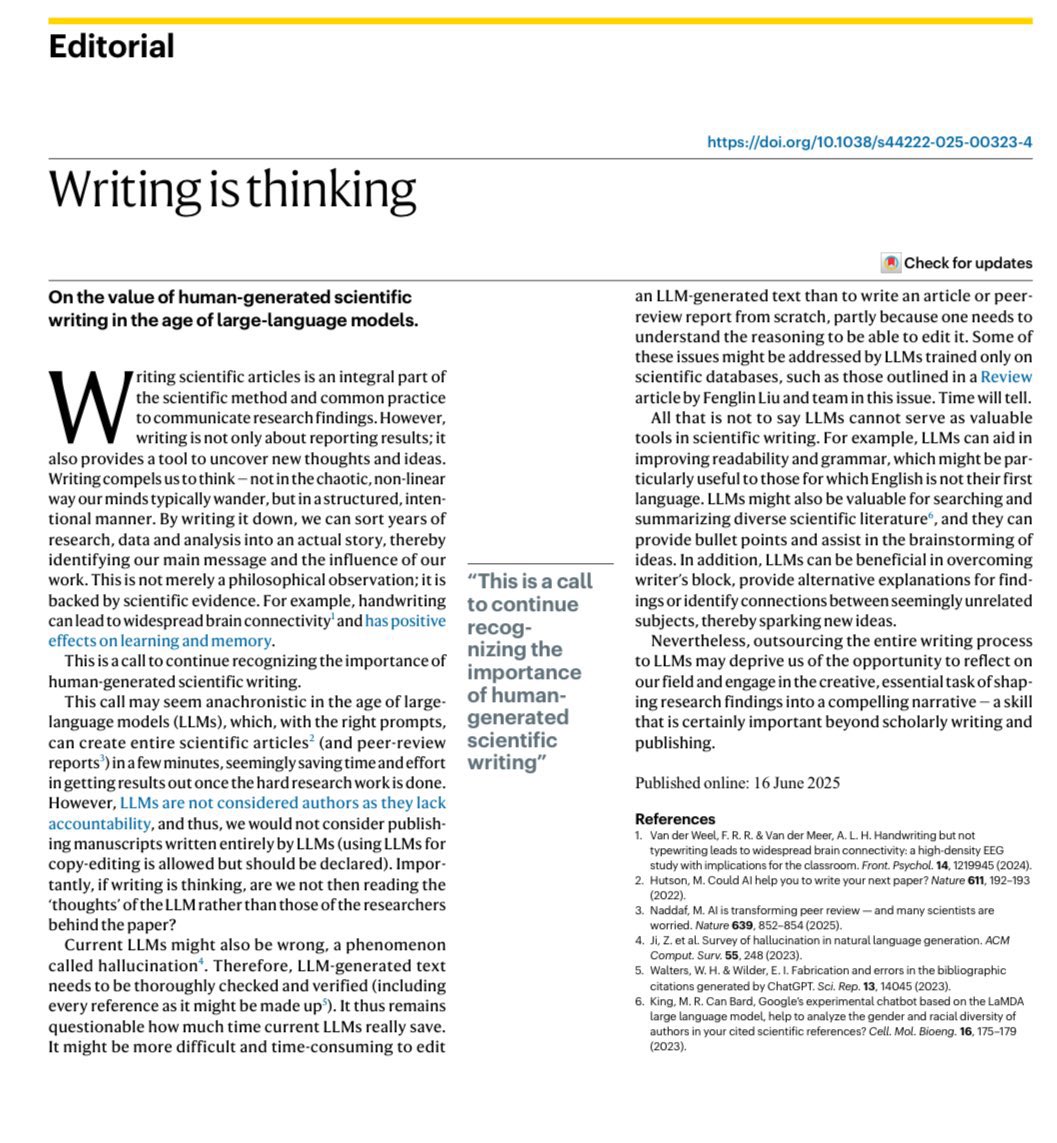 Why you should not outsource your writing to LLMs

“Anyone else who outsources their writing to LLMs will find their screens full of words and their minds emptied of thought”