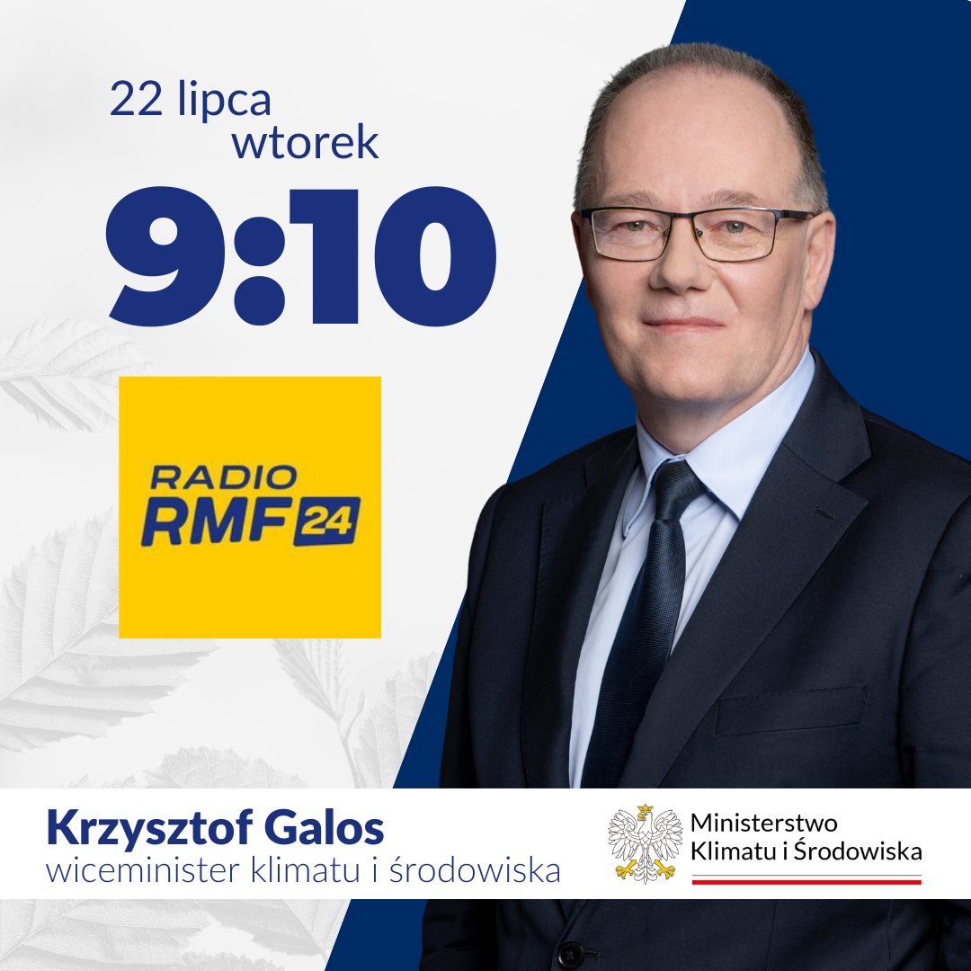 MKiS_GOV_PL's tweet image. 📢 22 lipca o godz. 9:10 wiceminister klimatu i środowiska, główny geolog kraju, Krzysztof Galos będzie gościem @RMF24pl.
Zapraszamy do słuchania!