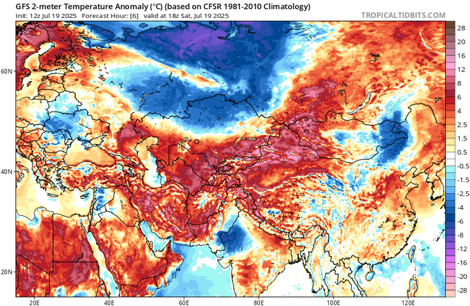 extremetemps's tweet image. BRUTAL HEAT ALLOVER ASIA
Temperatures again >51C in Middle East, 46C in Central Asia.
In IRAN 40C at 2000m asl ! Again close the world record for that altitude.
In CHINA MINIMUM 34.7C at Turpan after the maxes above 50C of yesterday.
Thousands of records next days allover Asia