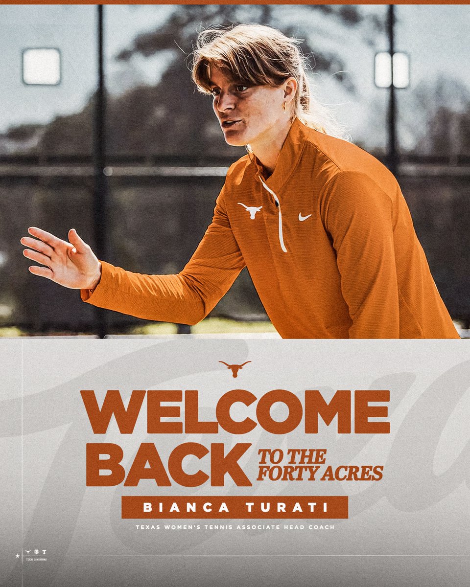 TexasWTN's tweet image. Welcome home Bianca!
#LonghornLegend Bianca Turati returns to the program as associate head coach!
hookem.at/Turati-072125
#HookEm 🤘🎾
