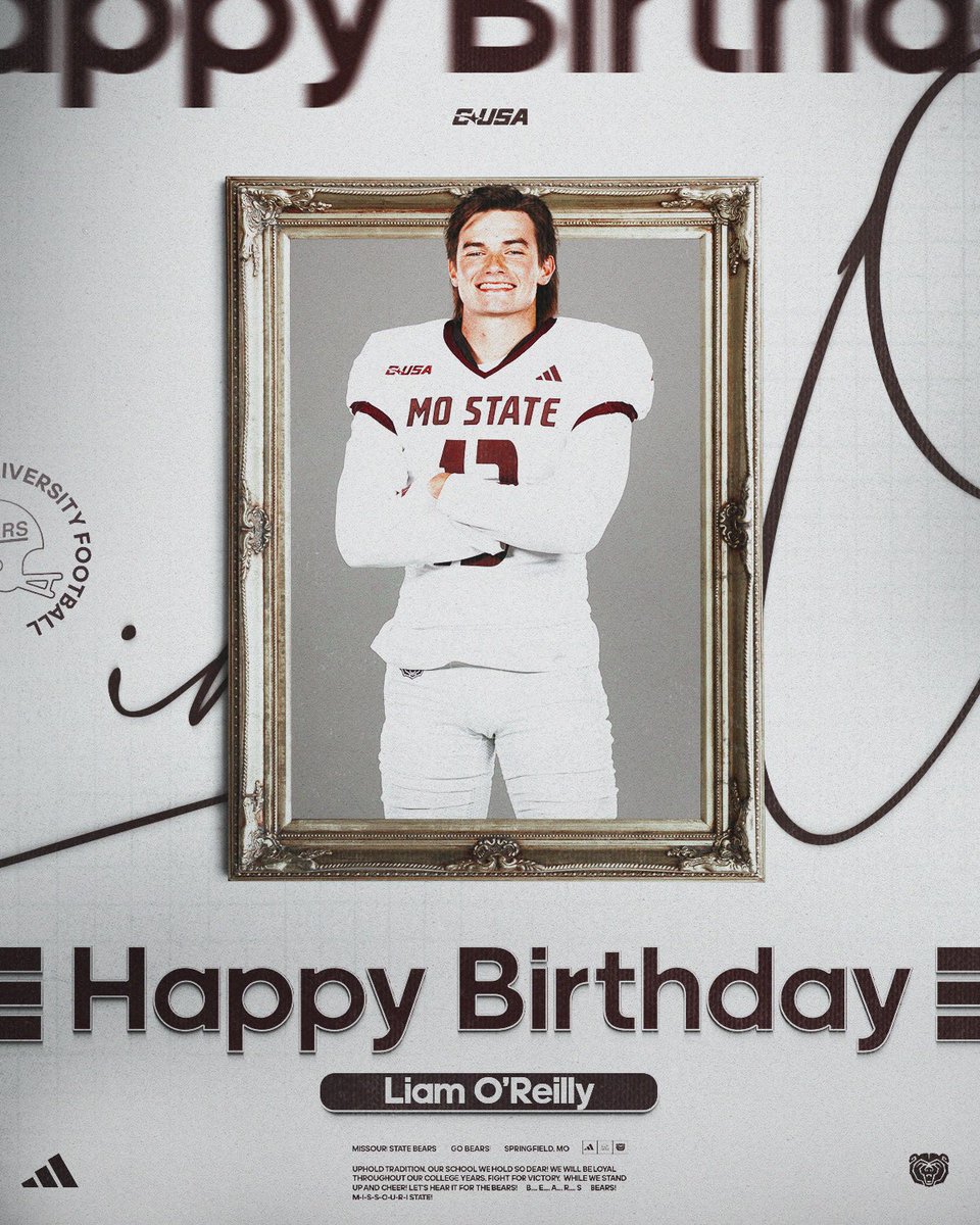 MoStateFootball's tweet image. Wishing our very own @liamoreillyyy a very Happy Birthday! 🥳🎉

#OutHitOutHustle | #ProveIt