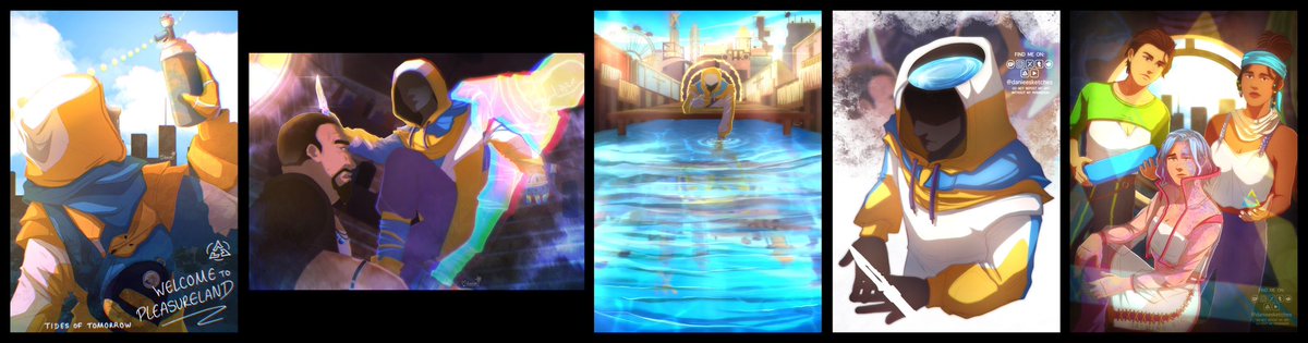 danieesketches's tweet image. These aren’t even all of the Tides of Tomorrow illustrations I’ve created, but seeing them all side by side is a beautiful timeline of my thought processes and ideas over the past year.

Here’s to more inspiration in the future! 🌊

#tidesoftomorrow #digixart #danieesketches