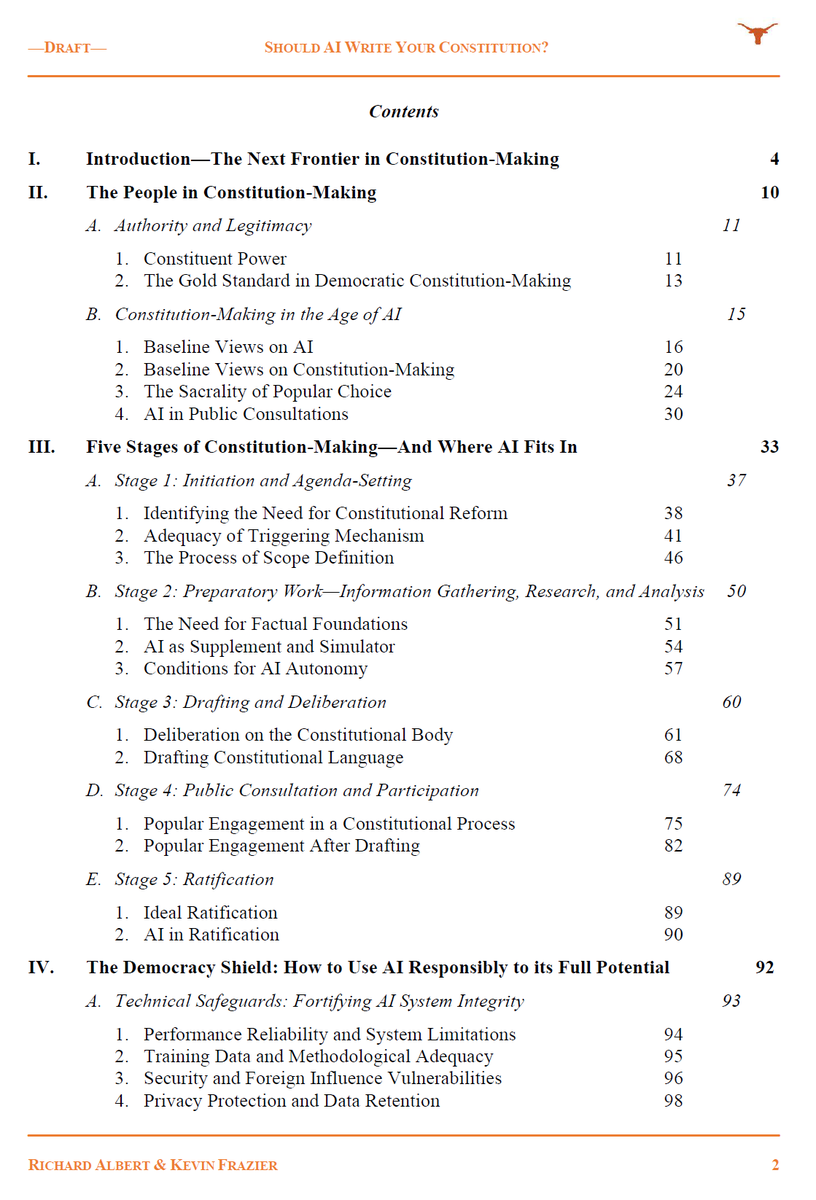 RichardAlbert's tweet image. 🛡️ We need a “Democracy Shield”—a set of principles & practices—to protect constitutionalism from AI-related threats while harnessing the benefits of technology.
Details in my new paper with @KevinTFrazier: "Should AI Write Your Constitution?"
Full text: papers.ssrn.com/sol3/papers.cf…