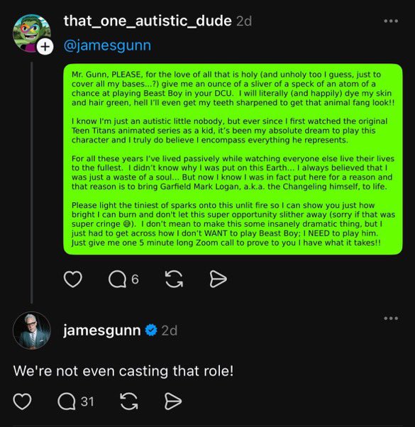 AxelTalksFilm's tweet image. the beast boy report is out of context
he clearly just means they're not even at the casting stage yet; as the screenplay isn't even done