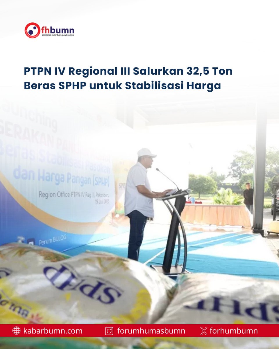 PTPN IV PalmCo, melalui entitasnya di Provinsi Riau, PTPN IV Regional III, mengambil langkah nyata dalam mendukung stabilitas harga beras dengan menyalurkan 32,5 ton beras melalui Gerakan Pangan Murah Beras Stabilisasi Pasokan dan Harga Pangan (SPHP).