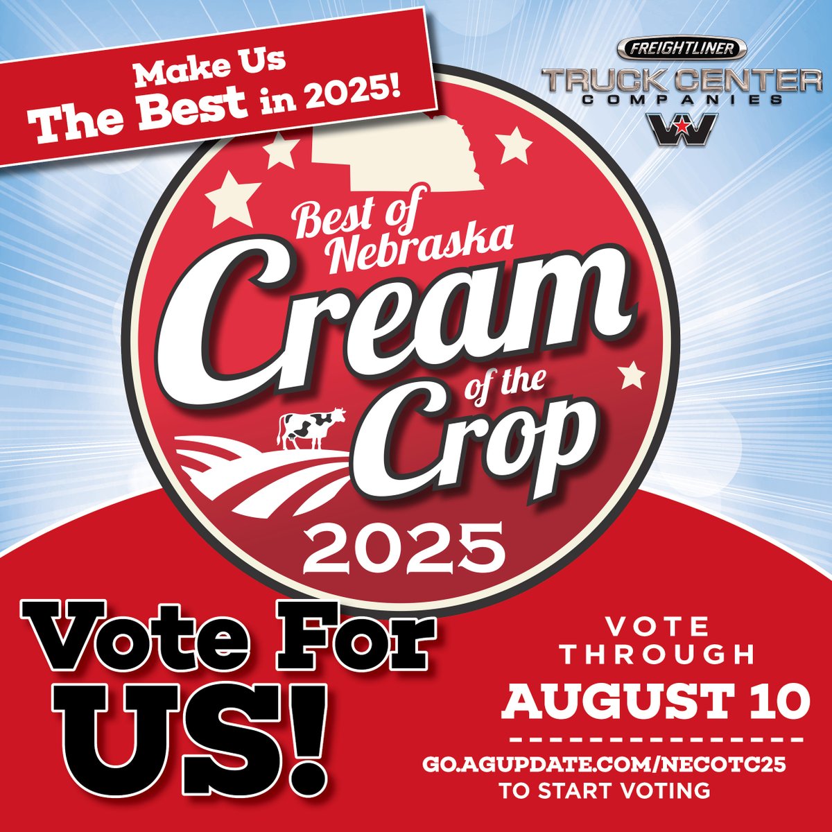 VOTE TCC!

Truck Center Companies has been nominated as one of the Top Businesses in this year’s Cream of the Crop Awards!

To Vote For TCC:
➡️ Visit: GO.AGUPDATE.COM/NECOTC25
➡️ Select the Automotive Category
➡️ Vote for Truck Center Companies in the Best Semi-Truck Dealer Group