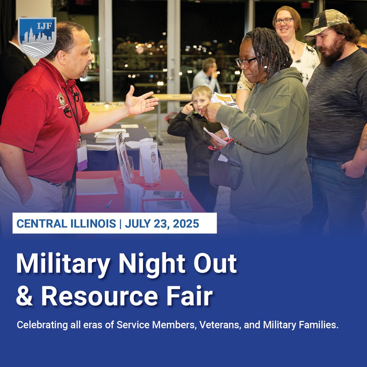 🎉 Military &amp; Veterans Night Out — This Wednesday in Peoria! 🇺🇸

IJF invites all Service Members, Veterans, and their Families to a fun, FREE evening at the Peoria Riverfront Museum from 5–8 PM!

🎟️ FREE – Register now: eventbrite.com/e/1399487046429

#VeteransNightOut #PeoriaEvents