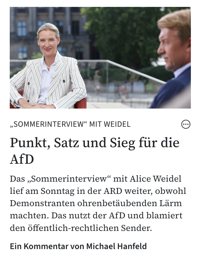 AntifaMaria's tweet image. Deutsche Konservative stehen der #fckafd oft näher als den Demonstranten & dem zivilen Widerstand gegen diese rechtsextreme Dreckspartei.
Die hohle Phrase, dass Protestaktionen "nur der AfD nutzen" dient als Vorwand, um der AfD zur Seite zu stehen. Selbsterfüllende Prophezeiung.