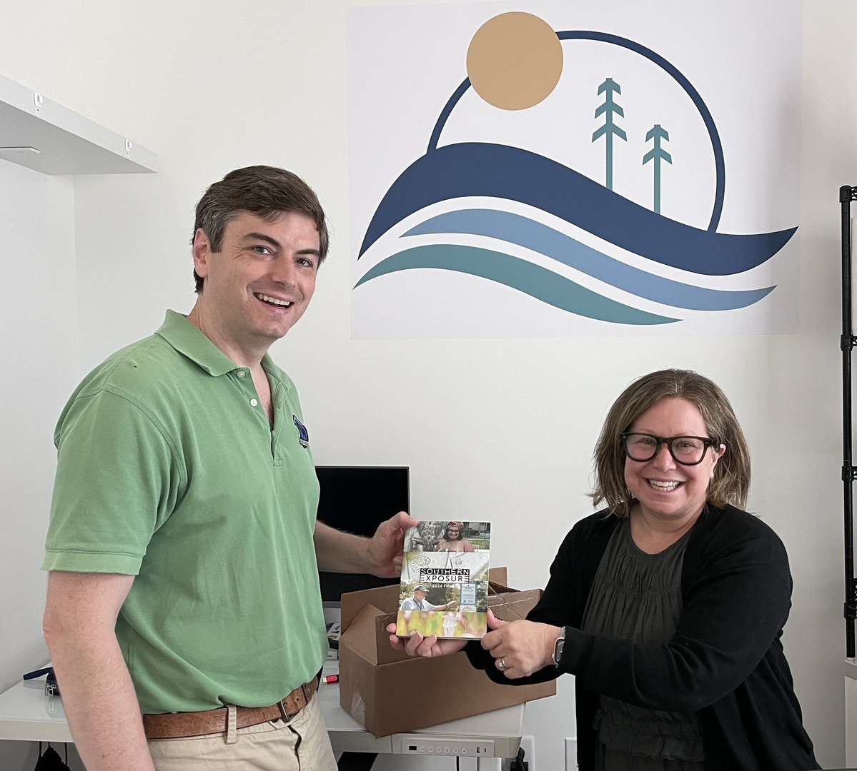BWRiverkeeper's tweet image. Michele Forman, renowned documentary filmmaker and #UAB Director of Media Studies, gave @CharlesScribner a box of @AlabamaRivers' Southern Exposure films she produced. We will soon deliver the Alabama conservation films to each public library in the 17-county Black Warrior basin!