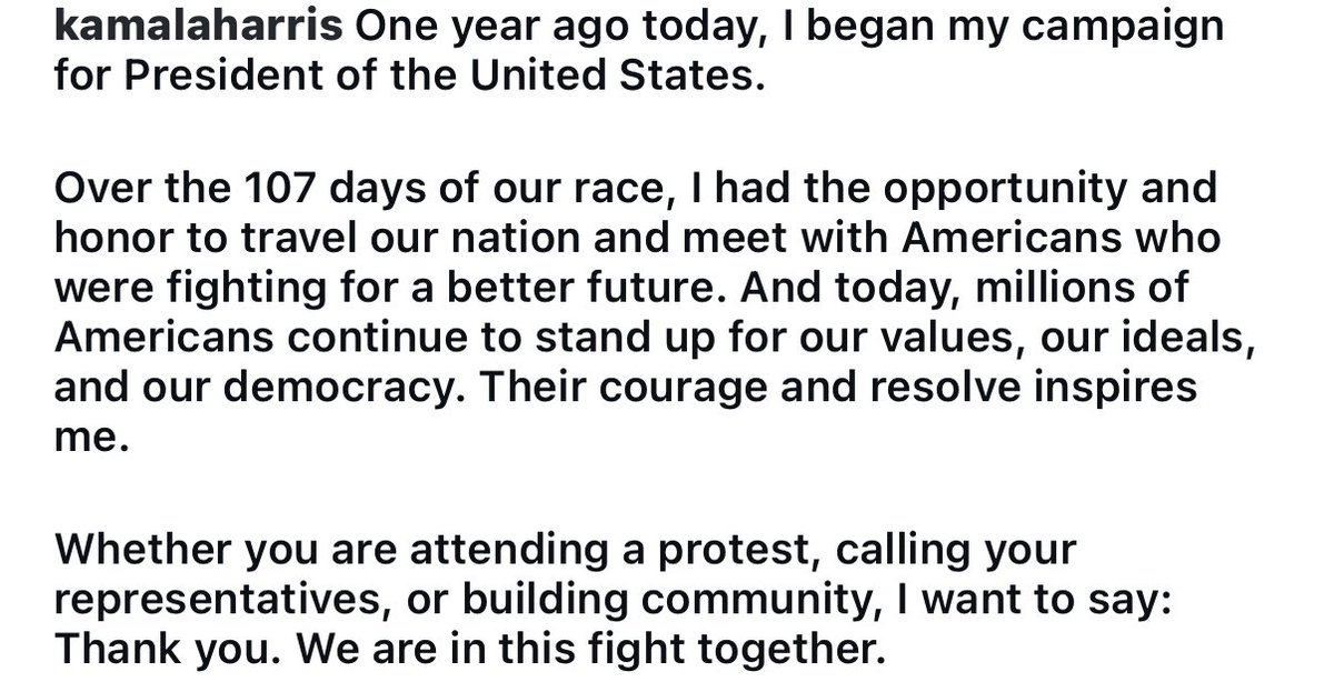 viisvision's tweet image. One year ago today, @KamalaHarris announced she was running for president.
And in that moment, something in me healed.
She gave me a reason to believe again — in myself, in this world, in what’s possible.
She didn’t just run. She saved me and many other people.
Thank you, MVP❤️🩹