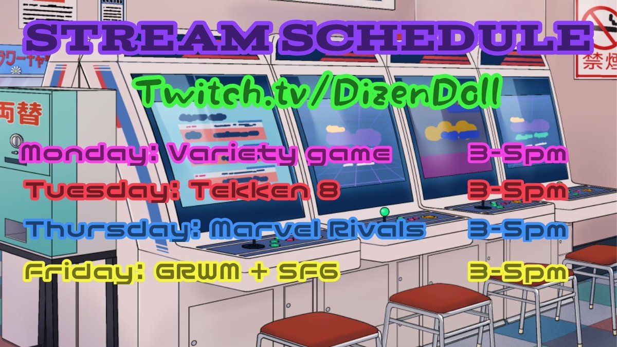 DizenDoll's tweet image. New stream schedule✨ 
Times in EST! See ya later👋🏾