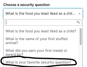 dannyhurwitz's tweet photo. it's so hard to choose, i have so many favorite security questions https://t.co/JS4sl3YyDS