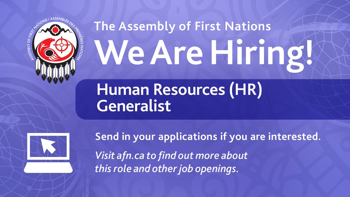 AFN_Updates's tweet image. Come join the AFN Human Resources (HR) team as a HR Generalist! The ideal candidate has minimum 3–5 years of progressive HR experience across multiple functional areas and familiarity with benefits, pensions, recruitment, onboarding, and offboarding processes. Interested in this…