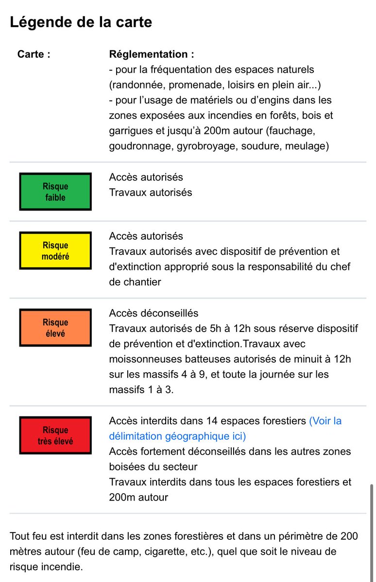 Prefet34's tweet image. 🔥🌳 Risque #incendie dans l’#Hérault le mardi 22 juillet 🚴🚴♂️🚴♀️
🟡 6 secteurs en risque incendie modéré
🟢 3 secteurs en risque incendie faible
⚠️ Rappels ⤵️
🚭 Ne jetez pas vos mégots dans la nature
❌ Ni feu, ni barbecue en zone boisée
📞 Composez le 18 ou le 112 si vous…