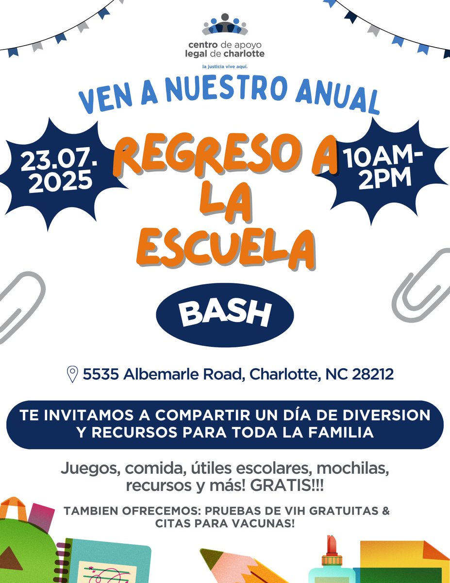 We hope to see you at our Back to School Bash!
📅 Wednesday, July 23
🕙 10 a.m. – 2 p.m.

Get ready for a day of summer fun with our amazing community partners!
Enjoy:
✅ Free school supplies and backpacks
✅ Free food and games
✅ Community resources