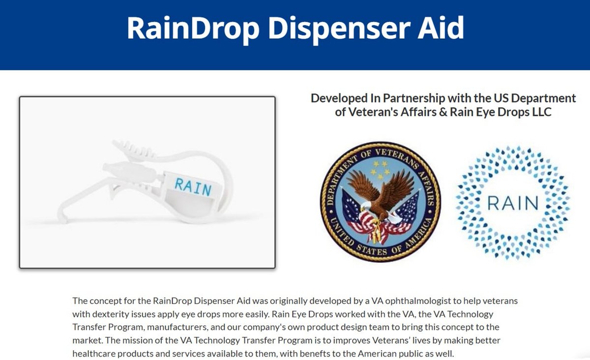 VA Research (@varesearch) on Twitter photo Veteran involvement is key to #VAResearch success. 69yr old Veteran Ian Lauchlan's testing of prototypes and hands-on feedback have been crucial in developing the RainDrop Dispenser Aid leading to real-world impacts.
Developed <a href="/SFVAMC/">VA San Francisco</a> and <a href="/UofCalifornia/">University of California</a>
ophthalmologytimes.com/view/new-raind… Veteran involvement is key to #VAResearch success. 69yr old Veteran Ian Lauchlan's testing of prototypes and hands-on feedback have been crucial in developing the RainDrop Dispenser Aid leading to real-world impacts.
Developed <a href="/SFVAMC/">VA San Francisco</a> and <a href="/UofCalifornia/">University of California</a>
ophthalmologytimes.com/view/new-raind…