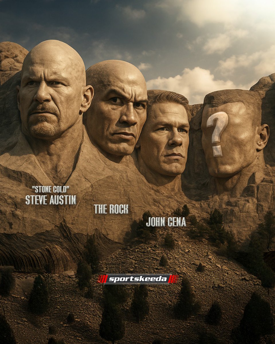 John Cena ✅
"Stone Cold" Steve Austin ✅
The Rock ✅

Who would you add to complete WWE's Mount Rushmore? 🤔