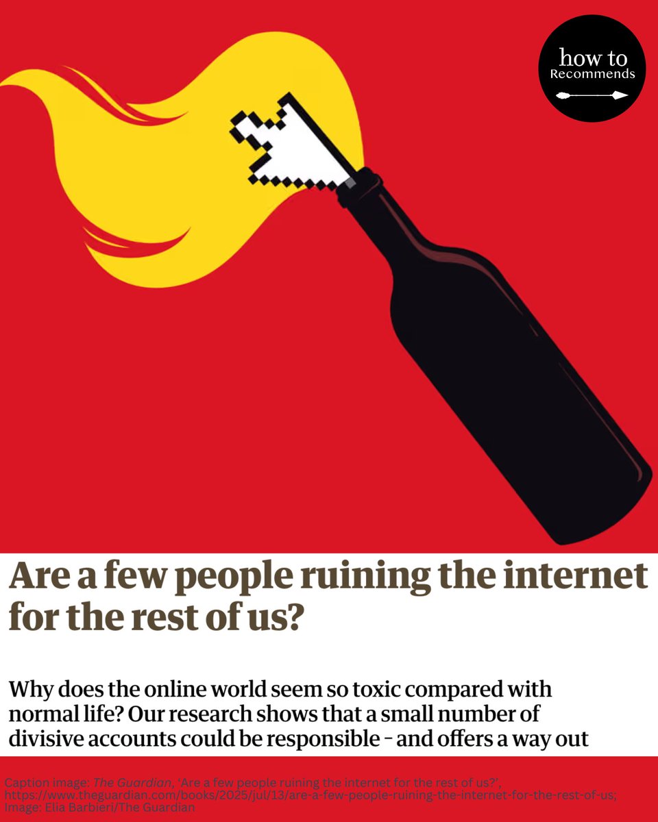 howtoacademy's tweet image. This week we're turning to @jayvanbavel's piece in the Guardian. Backed by research, Jay reveals the distorting effects of highly divisive online accounts and offers insight on how we can reconcile the dissonance between a volatile virtual world and the everyday world around us.