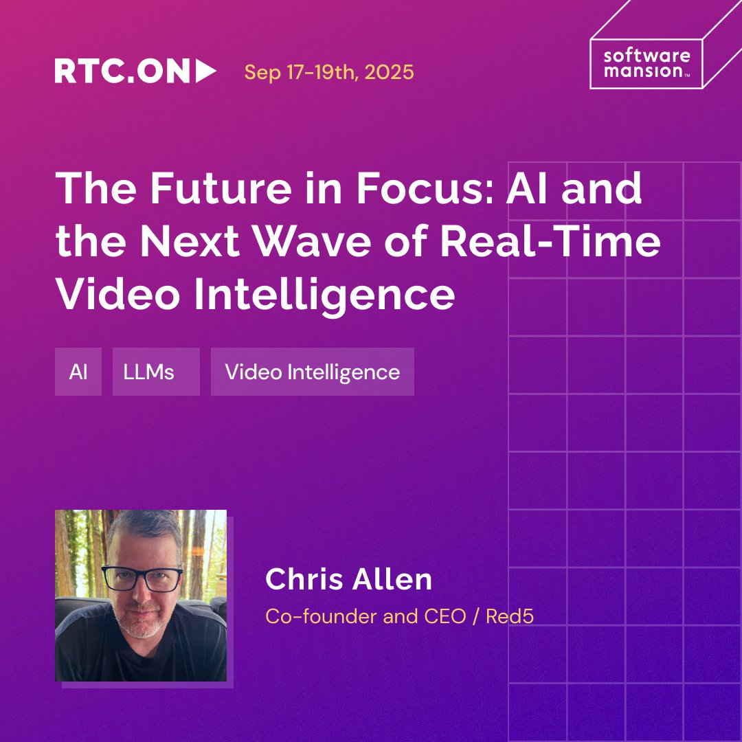 AI is changing the future of live video. LLMs can now interpret video streams to flag emergencies, enforce safety, and automate platform integrity.

Curious how it works in practice? Join Chris Allen, CEO at <a href="/Red5Pro/">Red5 Pro</a> for his RTC.ON talk! Heads up: Early Birds are almost over 🔔