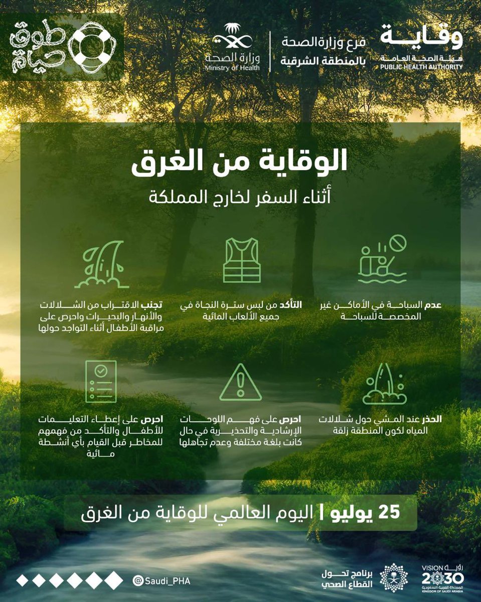 moh_eastern's tweet image. الوقاية من الغرق أثناء السفر لخارج المملكة
#طوق_حياة
#اليوم_العالمي_للوقاية_من_الغرق
#WorldDrowningPreventionDay
#فرع_وزارة_الصحة_بالمنطقة_الشرقية
#صحة_الشرقية