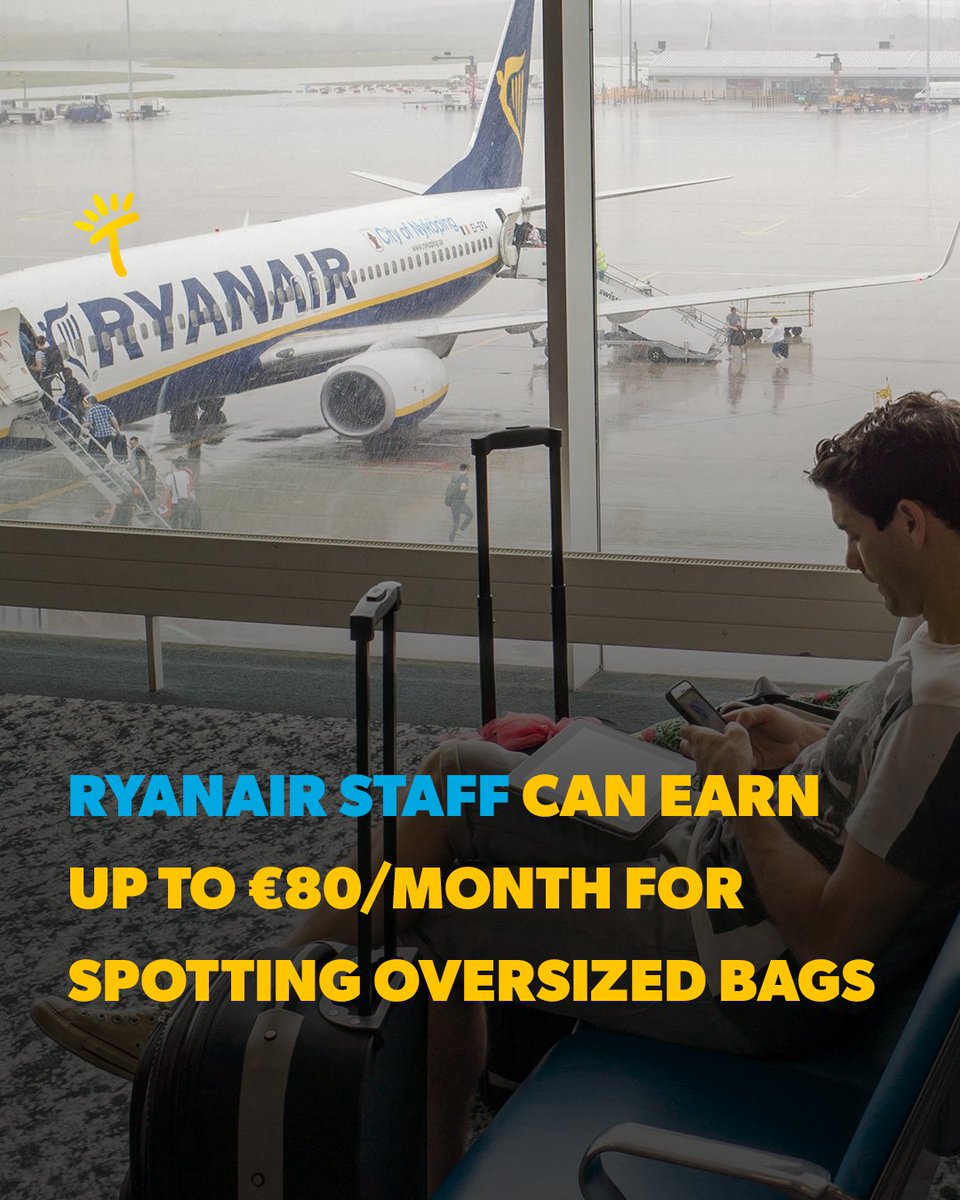 TodayFM's tweet image. Catch everyone wearing 20 layers at the airport ๐โ๏ธ
Ryanair CEO Michael OโLeary is considering upping the bonus for staff โ currently around โฌ1.50 per oversized bag spotted, capped at โฌ80/month.
Passengers can face charges of up to โฌ75 if their bags exceed the 40x20x25cm,โฆ