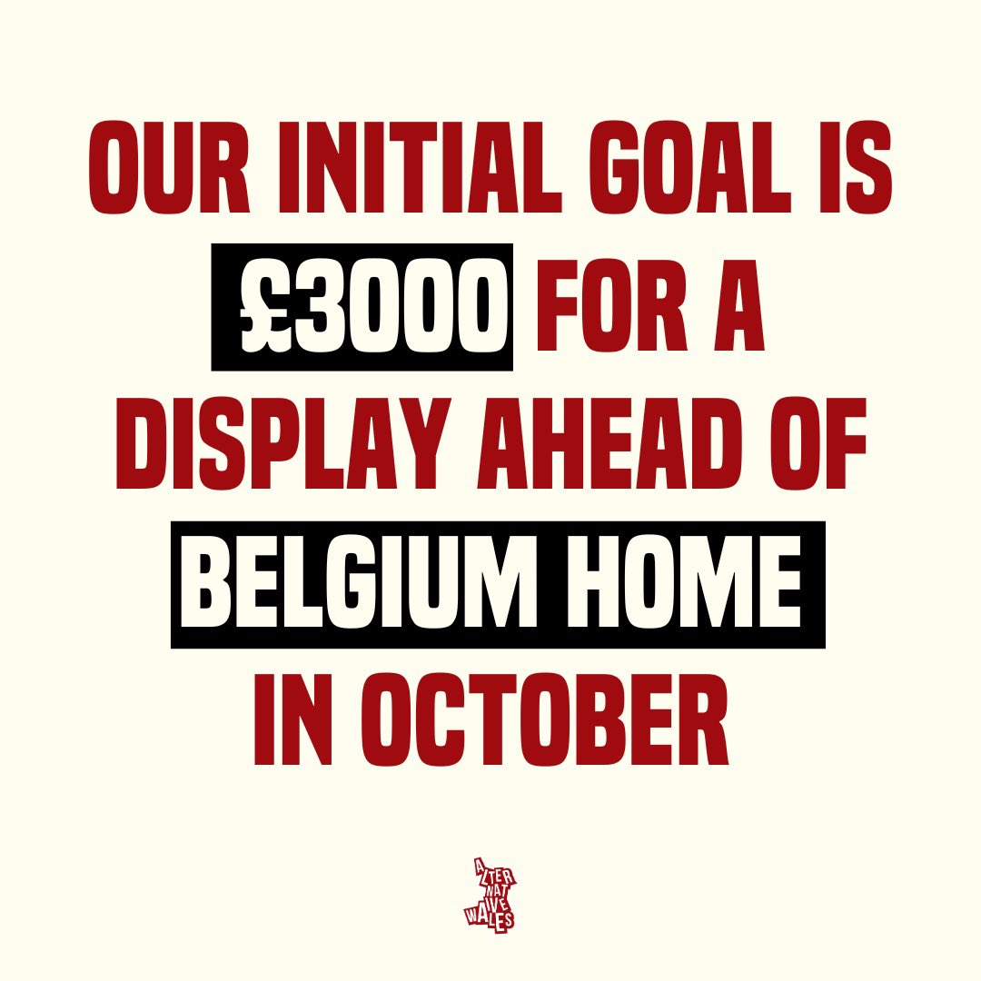 alt_wales's tweet image. We’re fundraising for Wales’ first ever fan tifo.
Help us do something special for Belgium home and donate 👉 bit.ly/3GYu0e9
