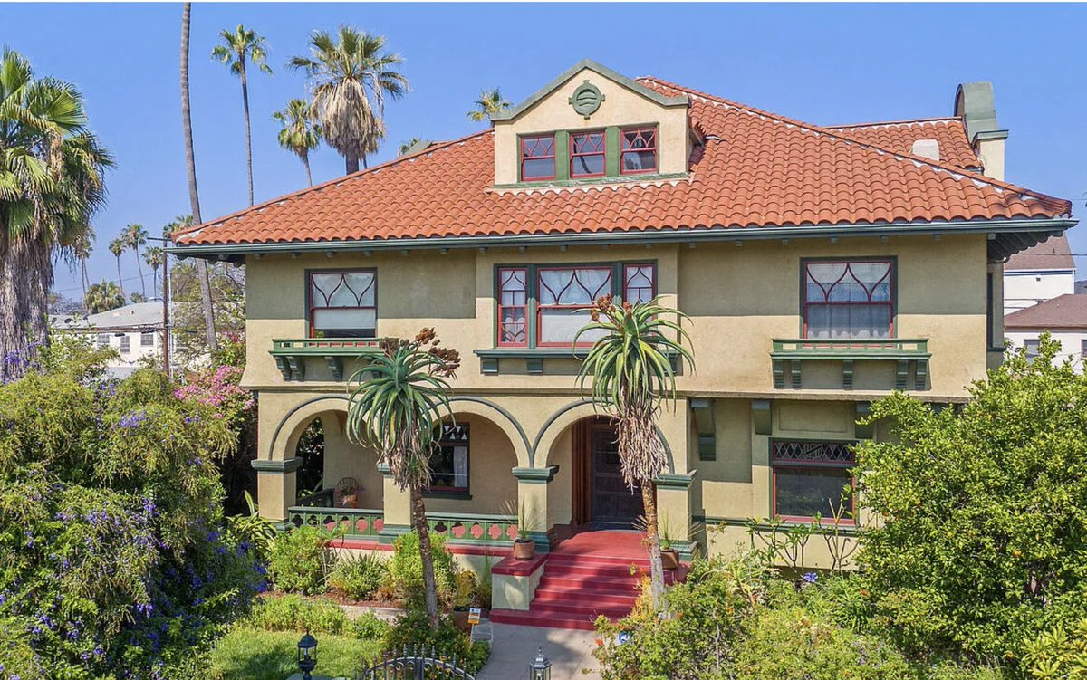 esotouric's tweet image. The spectacular Mission Revival Carolyn (sic, her name was Caroline!) Bumiller-Hickey House (Morgan and Walls, 1905) HCM #794 at 1049 Elden is on the market for $1.8 Million, with the listing touting the developer friendly R4 zoning. Somebody save her!
zillow.com/homedetails/10…