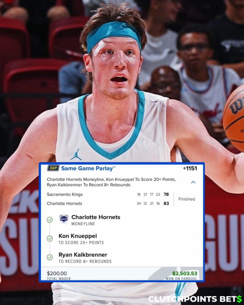 CPBetting's tweet image. Who said basketball betting is done until the fall!?
Summer League Final SGP turns $200 into $2.5k 🔥🔥🔥
(IG: Donnieu_no @FDSportsbook)