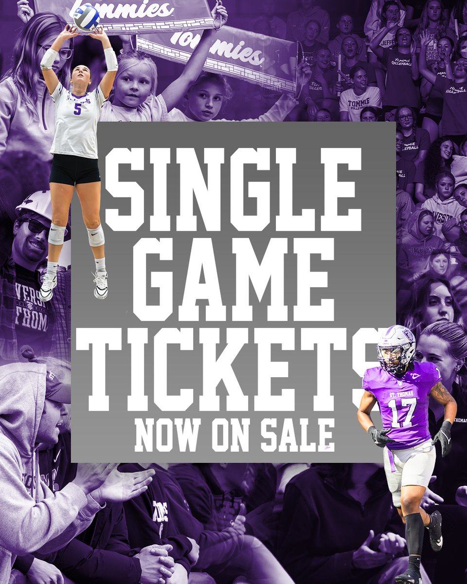 TommieAthletics's tweet image. 𝙸𝚝'𝚜 𝚊𝚋𝚘𝚞𝚝 𝚝𝚑𝚊𝚝 𝚝𝚒𝚖𝚎!
With just over one month until the ball is in the air for @UST_Football and @Tommievball, single game tickets are now on sale: tinyurl.com/4jndzjmv
Can @Coach_Caruso & Co. make it 5-for-5 in top-three finishes at the Division I level and…