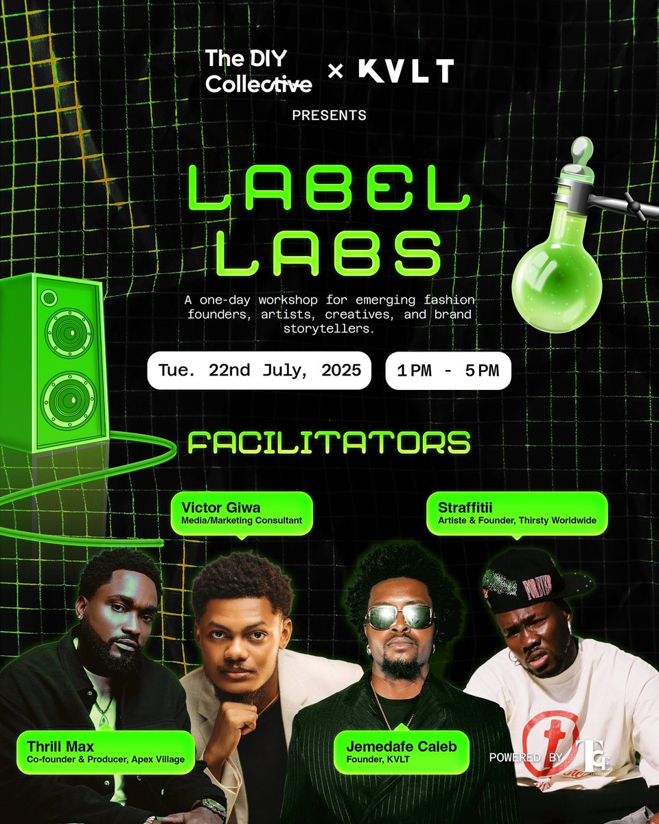 KVLTWRLD's tweet image. Meet the speakers bringing the heat to LABEL LABS - day one of A KVLT Bender.
If you’ve registered and been contacted with details, see you at the jump-off tomorrow!🧪
📍: Abuja | July 22.