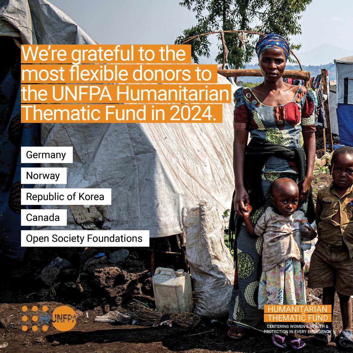 UNFPA's tweet image. Flexible funding saves lives.
In 2024, @UNFPA responded faster to conflict and climate disasters thanks to the Humanitarian Thematic Fund and our most agile donors: 🇩🇪 🇳🇴 🇰🇷 🇨🇦 + @OpenSociety.
See how every dollar made a difference: unf.pa/htf24
#HumanitarianFunding