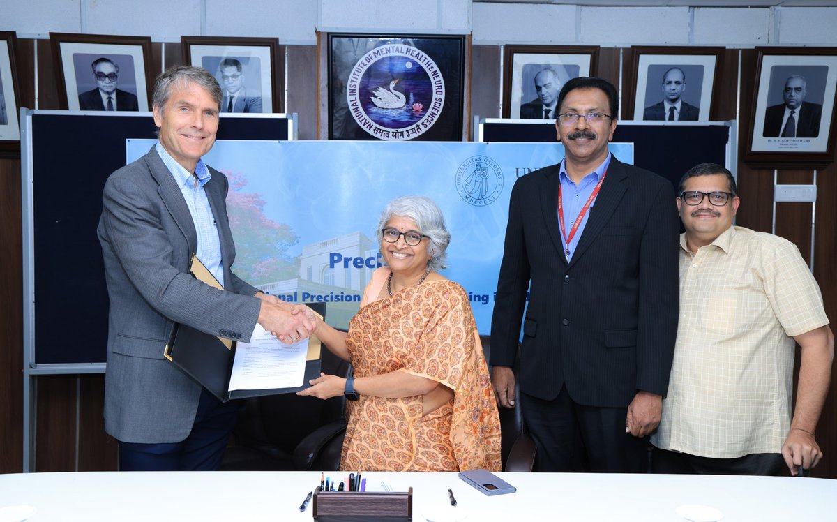 NIMHANS_BLR's tweet image. 📢 A landmark Indo-Norwegian collaboration!
NIMHANS & University of Oslo launch PrecInNor — a UGC & HK-dir supported initiative to advance joint research, training & innovation in #PrecisionPsychiatry .
#nimhans #UiO #GlobalMentalHealth #INCP2 🇮🇳🇳🇴