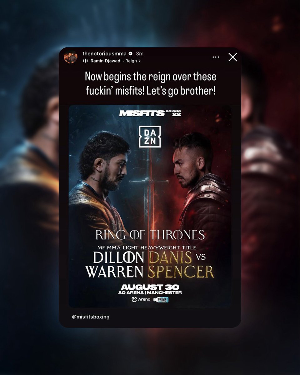 MisfitsBoxing's tweet image. Conor McGregor reacts to Dillon Danis' upcoming Misfits MMA fight against Warren Spencer at Misfits 22 in Manchester! ๐
Will Conor be in Dillonโs corner? ๐ฅ