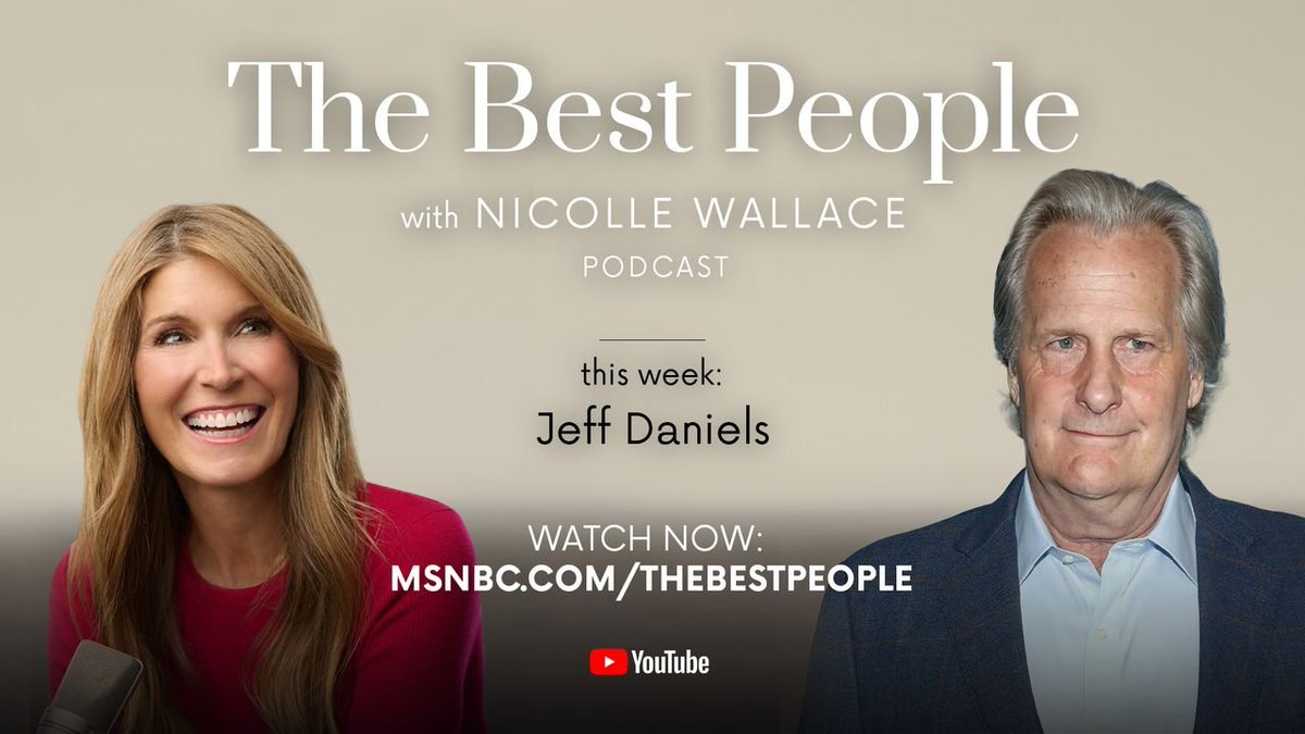 MSNBCPR's tweet image. NEW: In the latest episode of “The Best People,” @NicolleDWallace speaks with Jeff Daniels about his acting career, choosing a life in Michigan over Hollywood, and more.
Listen & watch new episodes every Monday on YouTube and across podcast platforms.
tinyurl.com/4fpskxsj