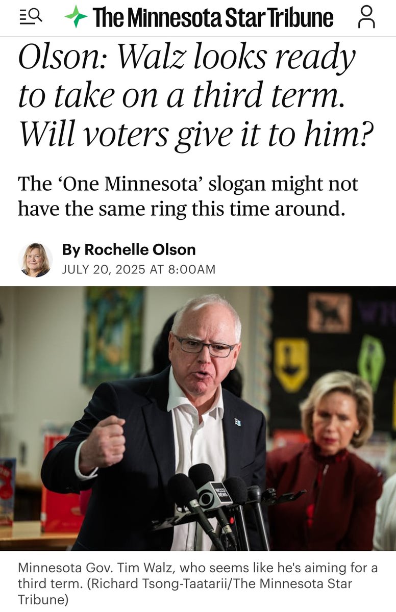 EricLuceroMN's tweet image. Hmm, @Tim_Walz may run for a 3rd term despite million$$$ in fraud, his supporting sanctuary state policies, his inflicting crushing hardship on hardworking Minnesotans, and more.