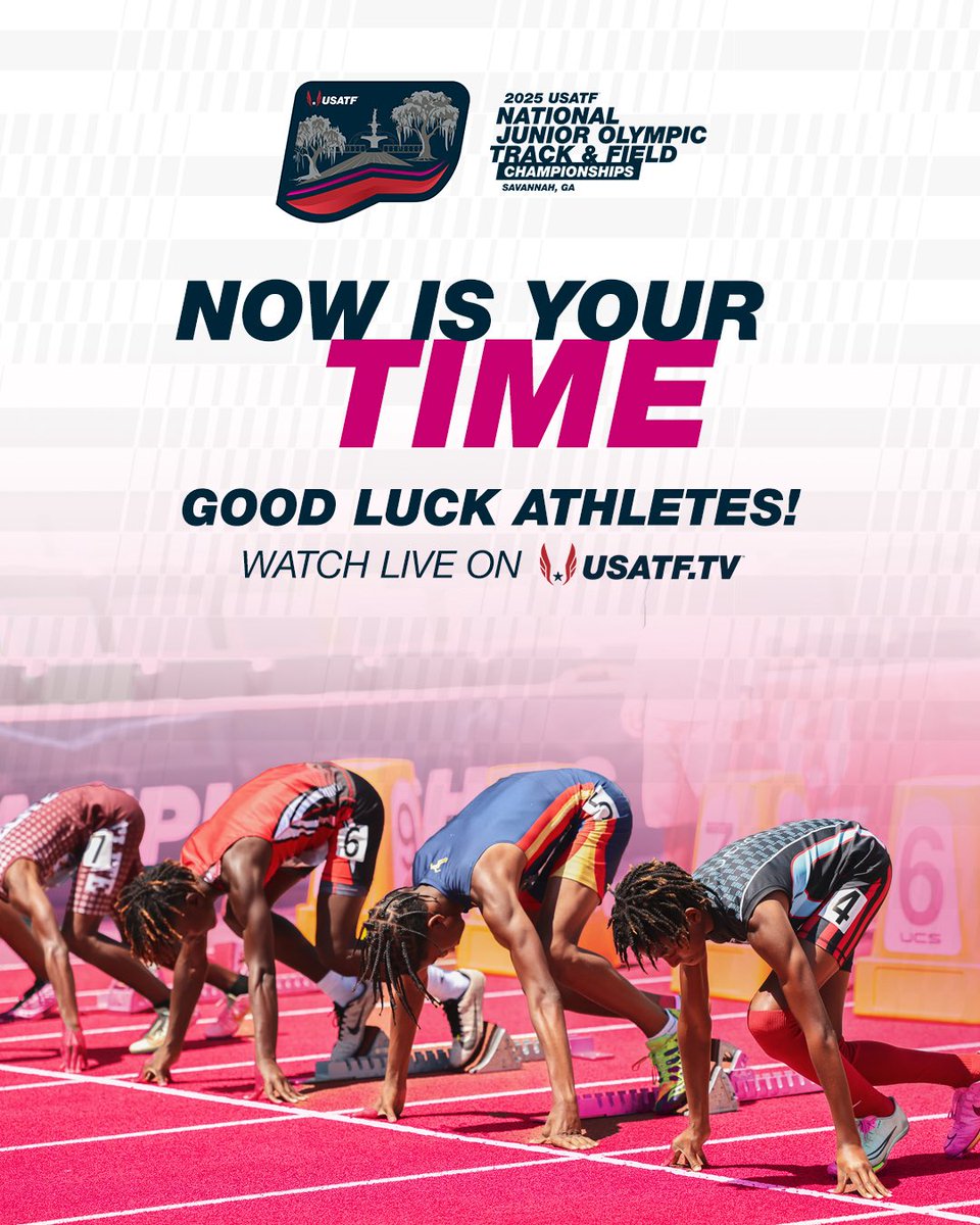 usatf's tweet image. It’s go time in Savannah. ⏰⏳
Catch all the USATF National Junior Olympic Track & Field action live on USATF.tv July 21 -27.
#USATFFutureStars
