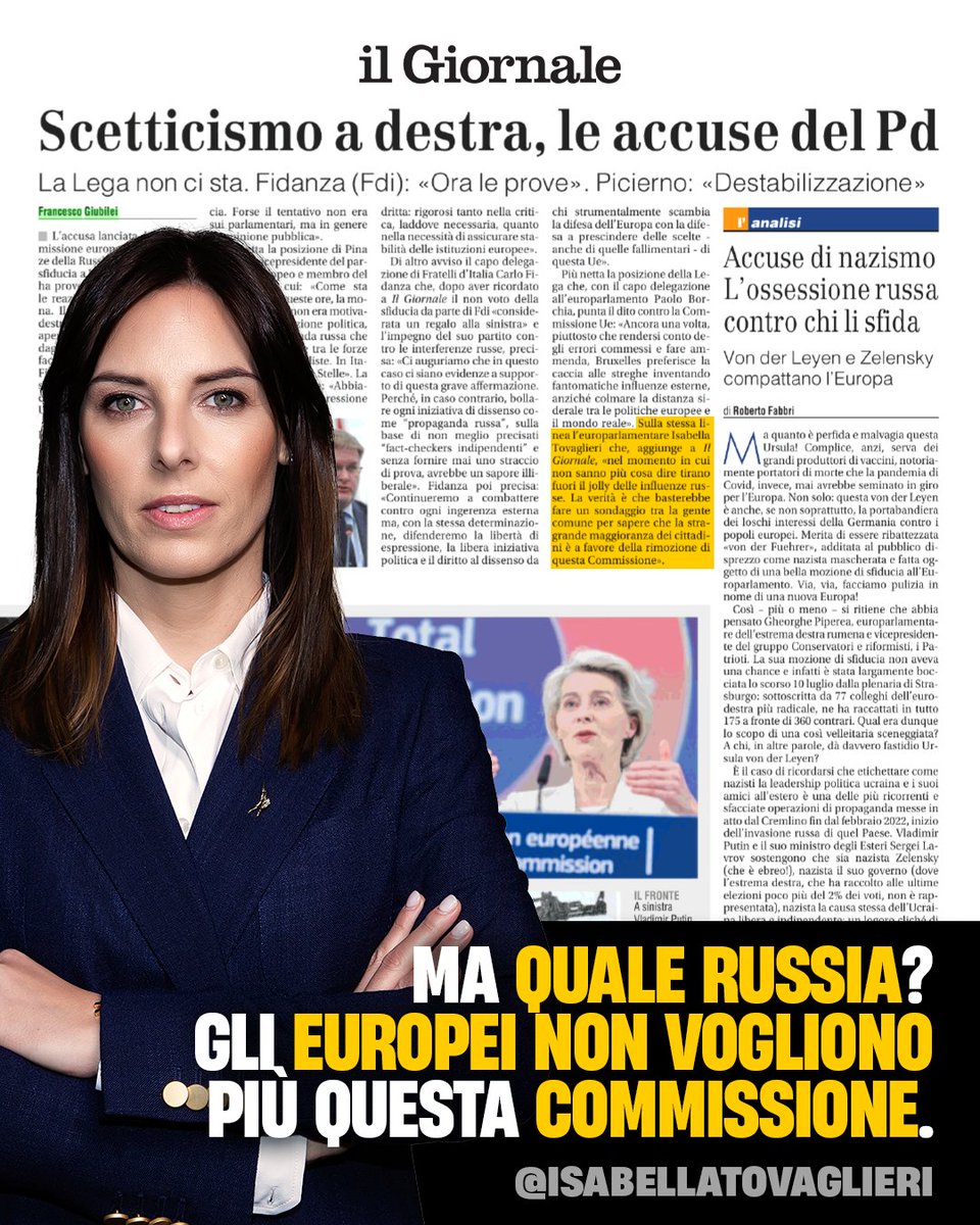 Altro che influenze russe. La Commissione von der Leyen è semplicemente arrivata al capolinea.

Ringrazio "Il Giornale" per avermi dato l’opportunità di rimarcare ciò che pensa la stragrande maggioranza dei cittadini.